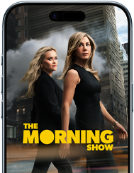 Ein iPhone Air Display zeigt die Apple TV+ Serie The Morning Show.